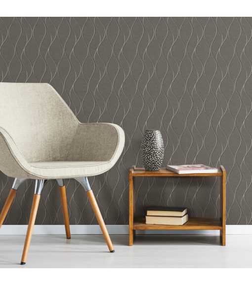 RoomMates Wallpaper Grey Wave Ogee - Image 4