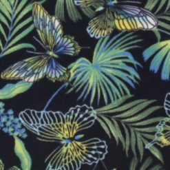 Palm   Butterfly on Black Anti Pill Plush Fleece Fabric