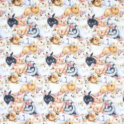 Realistic Bunnies Cotton Fabric