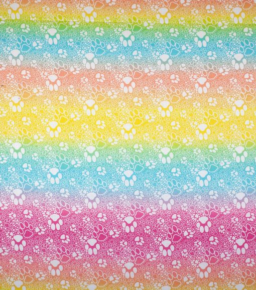 Novelty Cotton Fabric Rainbow Paw Prints - Image 2