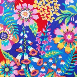 Multicolor Floral on Blue Luxe Flannel Fabric