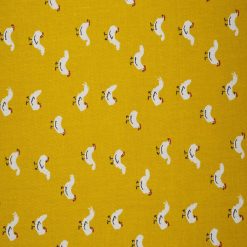Barnyard Roosters on Yellow Cotton Fabric by Quilter s Showcase
