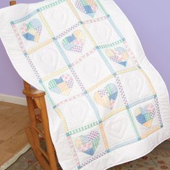 Jack Dempsey 36 x 58 Patchwork Hearts Stamped Lap Quilt Top