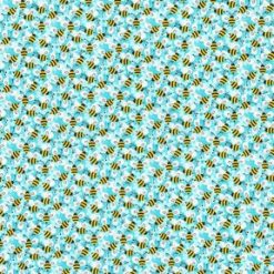 Fabric Traditions Packed Bees Aqua Novelty Cotton Fabric