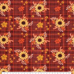 Sunflowers On Plaid Super Snuggle Flannel Fabric