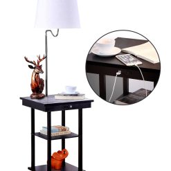 Brightech Madison with USB Port and Outlet   Black White Shade