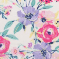 Pastel Poppies   Roses Anti Pill Fleece Fabric