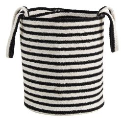 Nearly Natural 13 Striped Boho Handwoven Cotton Basket With Handles