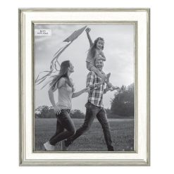 8 x 10 White   Silver Tabletop Picture Frame