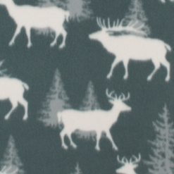 Green Deer Forest Blizzard Fleece Fabric