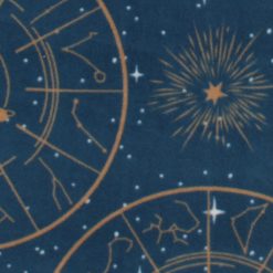 Celestial Gold Stars on Blue Anti Pill Fleece Fabric