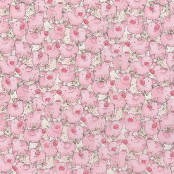 Hi Fashion Watercolor Packed Pigs Novelty Cotton Fabric