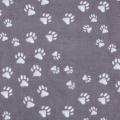White Paws on Gray Anti Pill Fleece Fabric