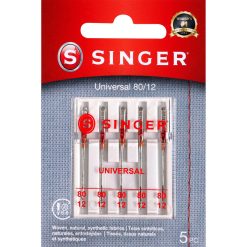 SINGER 80/12 Universal Regular Point Sewing Machine Needles 5pk