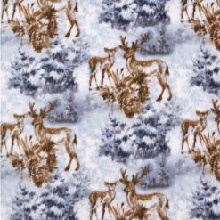 Baby Deer on Snow Anti Pill Fleece Fabric
