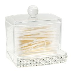 Laura Ashley 4 Q Tip Box With Pave Diamond Design