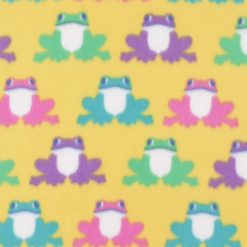 Frogs on Yellow Blizzard Fleece Fabric