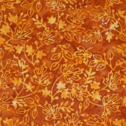 Rust Orange Leaves Batik Cotton Fabric