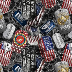 Military Cotton Fabric Marines Dog Tags