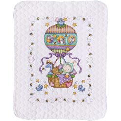 Tobin 34 x 43 Balloon Ride Baby Quilt Stamped Cross Stitch Kit