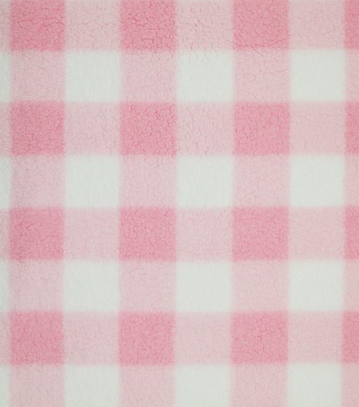 Pink Gingham Sherpa Fleece Fabric