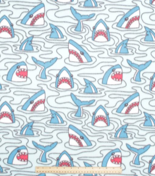 Sharks Underwater Blizzard Prints Fleece Fabric - Image 2