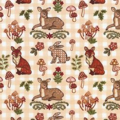 Beige Winter Forest Novelty Cotton Fabric