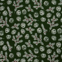 Pinecones   Pine on Green Super Snuggle Christmas Flannel Fabric
