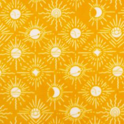 Moon Icons on Yellow Anti Pill Fleece Fabric