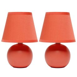 All The Rages 9 Ceramic Petite Orb Base Desk Lamp With Fabric Shade 2pk