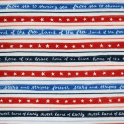 Patriotic Words Stripes Anti Pill Fleece Fabric