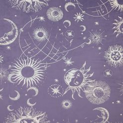 Metallic Celestial on Purple Pure Plush Fleece Fabric