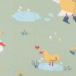Playing in the Rain on Green Blizzard Fleece Fabric