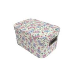 13 Floral on White Oval Box With Cut Out Handles by Place   Time