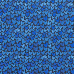 Packed Hearts Blue Quilt Foil Cotton Fabric by Keepsake Calico
