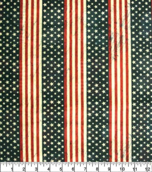 Distressed Flag Stripe Patriotic Cotton Fabric - Image 2
