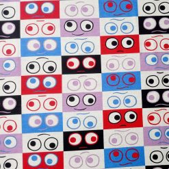 Googly Eyes on White Super Snuggle Flannel Fabric