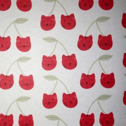 Cherry Cats on White Super Snuggle Flannel Fabric