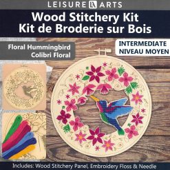 Leisure Arts 9 Hoop Floral Hummingbird Wood Stitching Kit