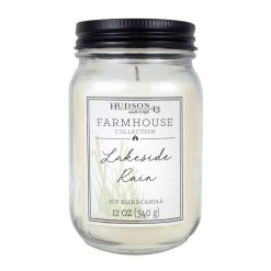 12oz Lakeside Rain Scented Mason Jar Candle by Hudson 43