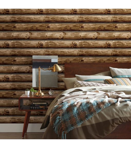RoomMates Wallpaper Cabin Logs - Image 2