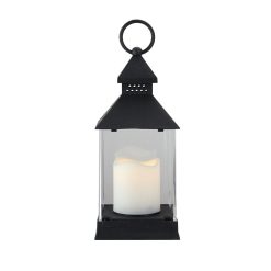 Northlight 9.5 Black Candle Lantern with LED Candle Tabletop Decor