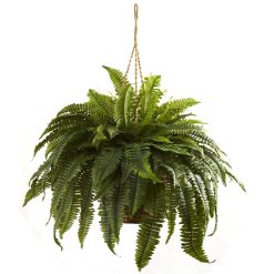 Nearly Natural Double Giant Boston Fern in Hanging Basket
