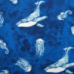 Super Snuggle Watercolor Whales Flannel Fabric