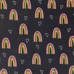 Rainbows On Black Novelty Cotton Fabric