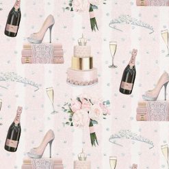 David Textiles Wedding Glamour on Pink Novelty Cotton Fabric