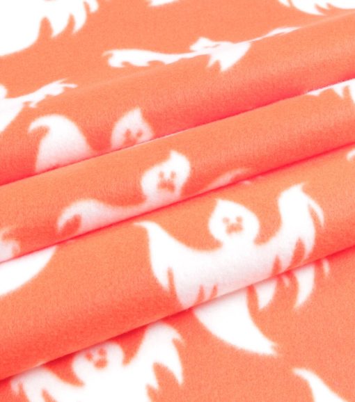 Orange Ghosts Blizzard Fleece Fabric - Image 3