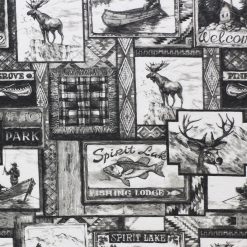 Black and White Spirit Lake Patch Super Snuggle Flannel Fabric