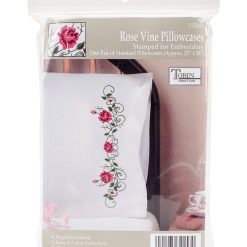 Tobin 20 x30  Stamped for Embroidery Pillowcase Pair Rose Vine