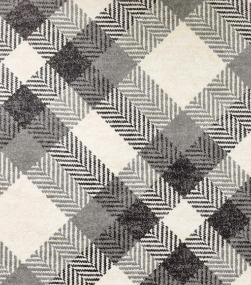 Gray Diagonal Plaid Luxe Flannel Fabric - Image 2